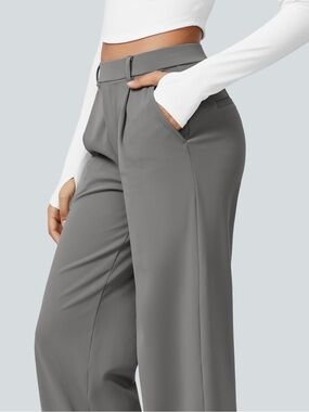 HALARA Women's Wide-Leg Trousers in Gray